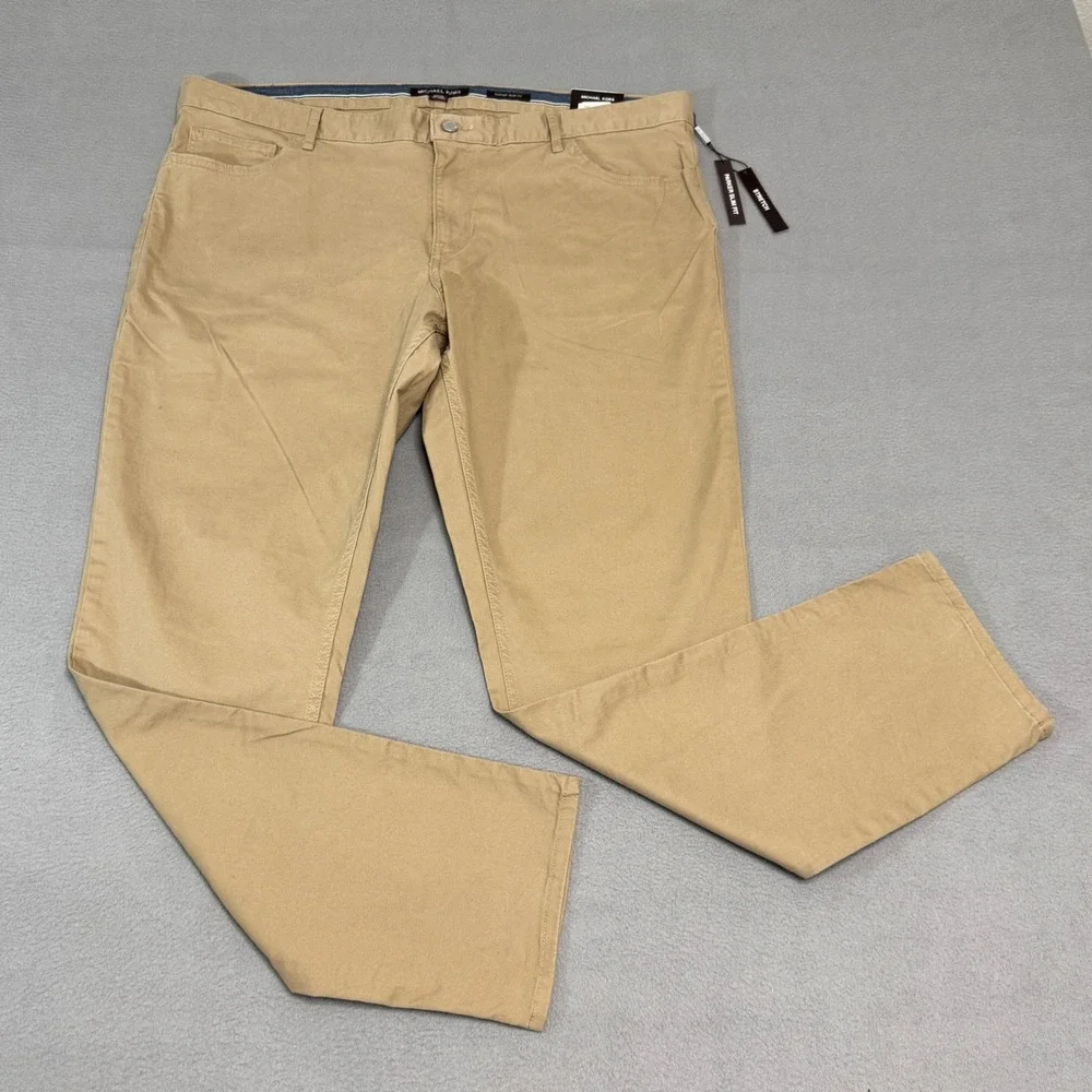 Michael Kors Parker Slim Fit Pants Mens 40x32 Khaki Tan Stretch Chino New